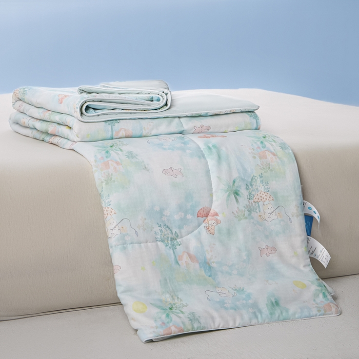 91家纺网 家纺一手货源 找家纺 金昱纺 2026春夏新款A类全棉双层纱棉花单夏被夏凉被空调被 萌宠出游