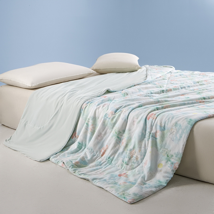 91家纺网 家纺一手货源 找家纺 金昱纺 2026春夏新款A类全棉双层纱棉花单夏被夏凉被空调被 萌宠出游