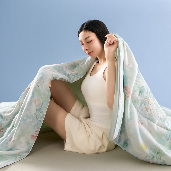 91家纺网 家纺一手货源 找家纺 金昱纺 2026春夏新款A类全棉双层纱棉花单夏被夏凉被空调被 萌宠出游