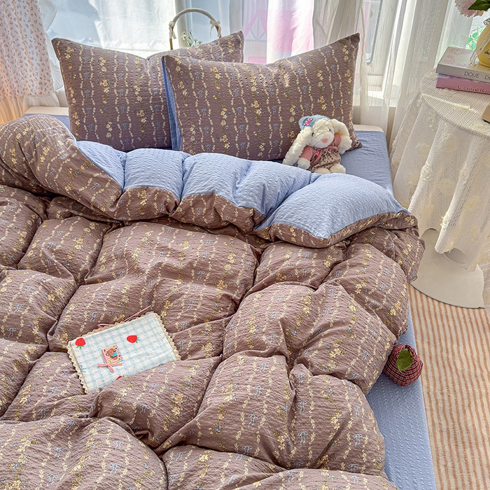 91家纺网 家纺一手货源 找家纺 竹合家纺 2026春夏新品高克重A类泡芙纱泡泡皱皱纱四件套海盐结美