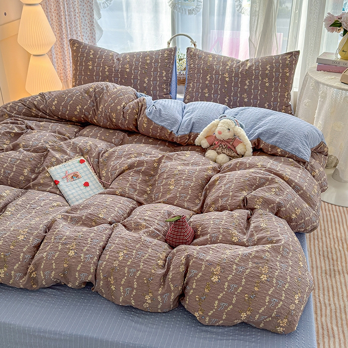 91家纺网 家纺一手货源 找家纺 竹合家纺 2026春夏新品高克重A类泡芙纱泡泡皱皱纱四件套海盐结美