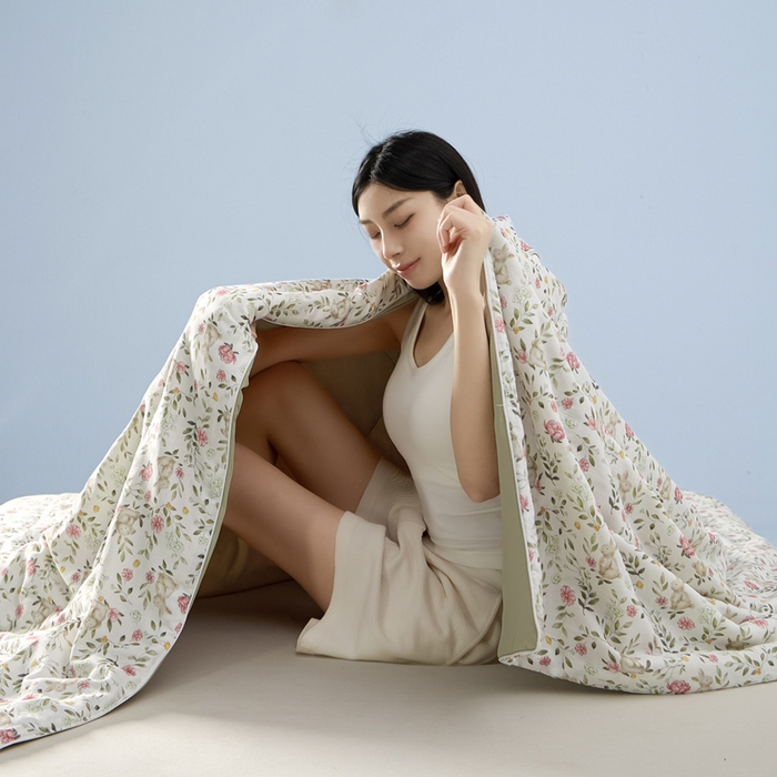 91家纺网 家纺一手货源 找家纺 金昱纺 2026春夏新款A类全棉双层纱棉花单夏被夏凉被空调被 仙女兔