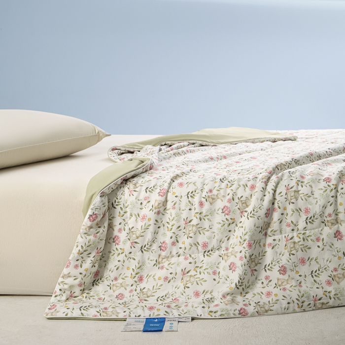 91家纺网 家纺一手货源 找家纺 金昱纺 2026春夏新款A类全棉双层纱棉花单夏被夏凉被空调被 仙女兔