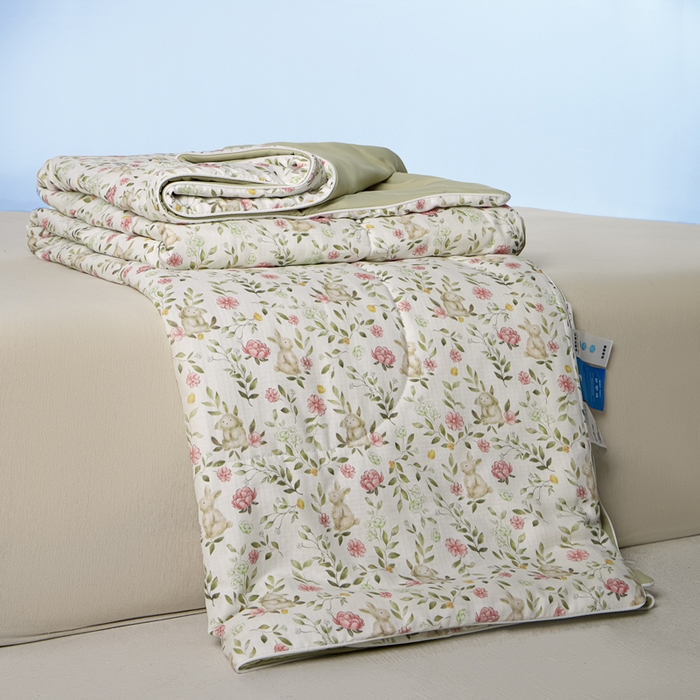 91家纺网 家纺一手货源 找家纺 金昱纺 2026春夏新款A类全棉双层纱棉花单夏被夏凉被空调被 仙女兔