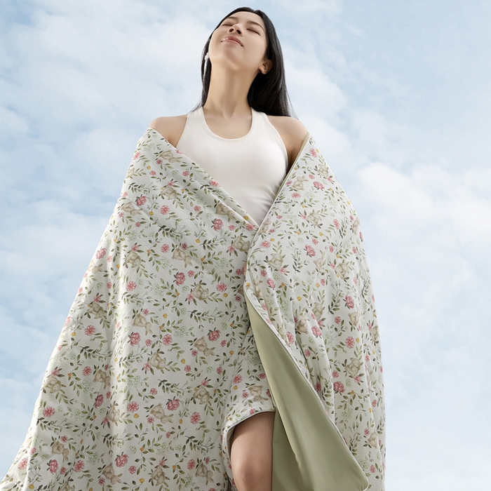 91家纺网 家纺一手货源 找家纺 金昱纺 2026春夏新款A类全棉双层纱棉花单夏被夏凉被空调被 仙女兔