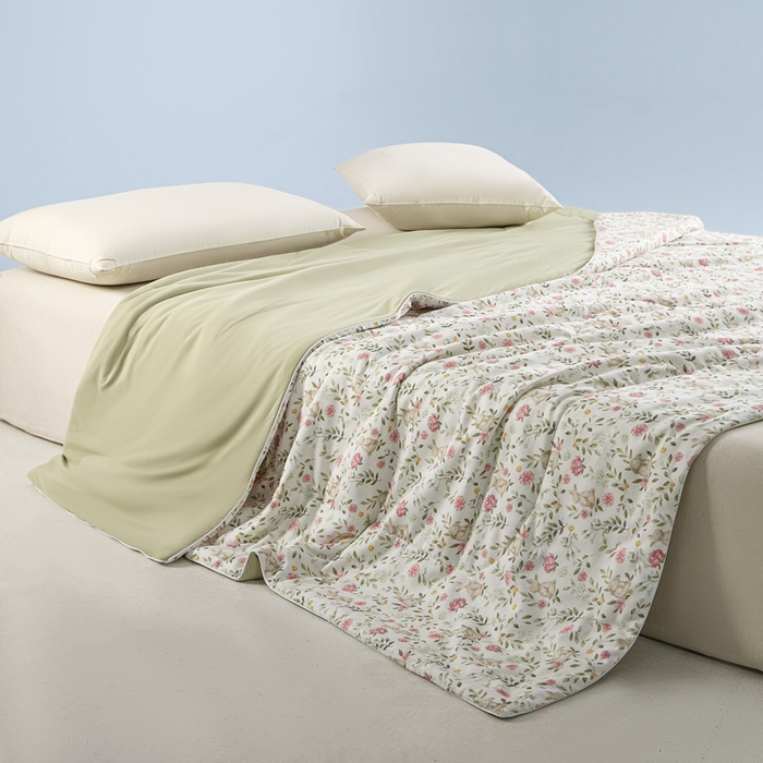 91家纺网 家纺一手货源 找家纺 金昱纺 2026春夏新款A类全棉双层纱棉花单夏被夏凉被空调被 仙女兔