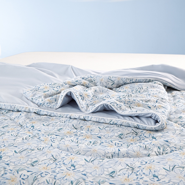 91家纺网 家纺一手货源 找家纺 金昱纺 2026春夏新款A类全棉双层纱棉花单夏被夏凉被空调被 香忆源-兰