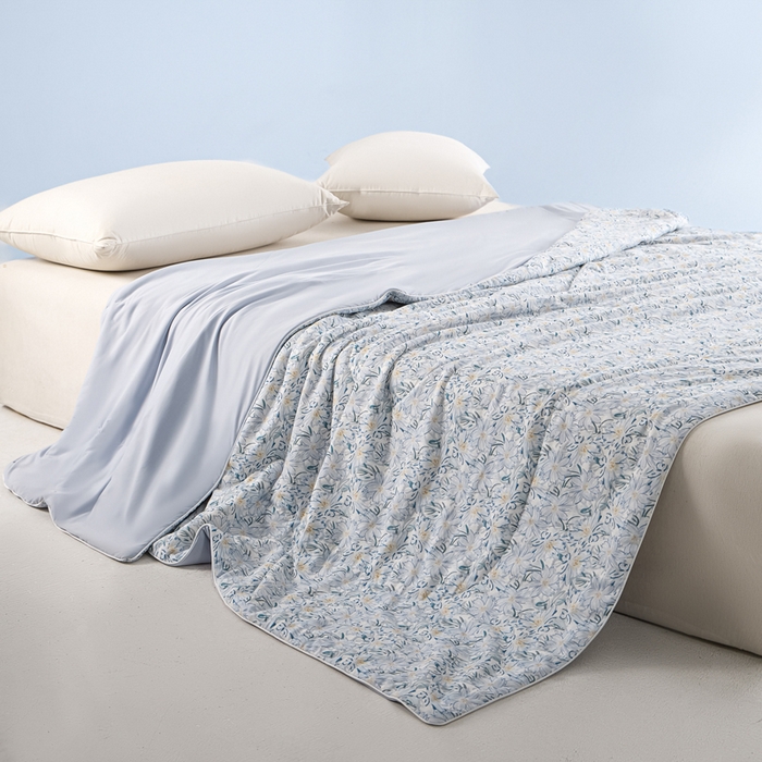 91家纺网 家纺一手货源 找家纺 金昱纺 2026春夏新款A类全棉双层纱棉花单夏被夏凉被空调被 香忆源-兰