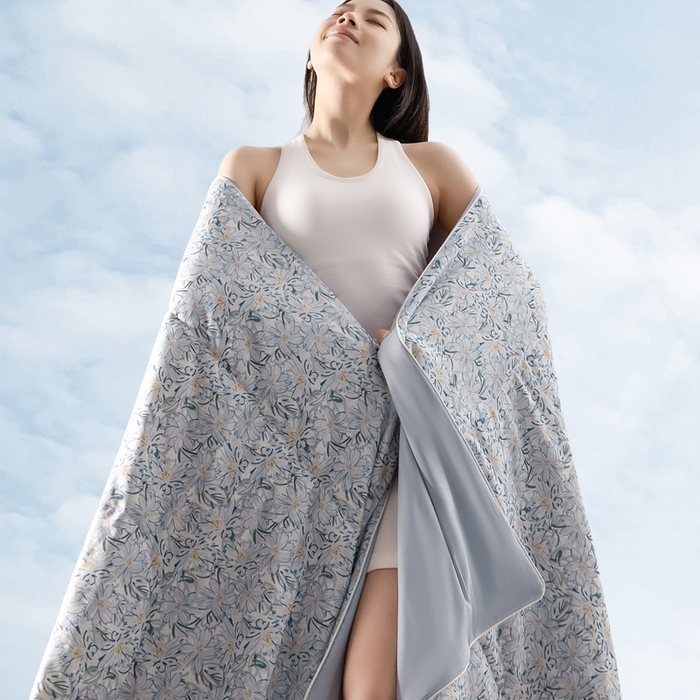 91家纺网 家纺一手货源 找家纺 金昱纺 2026春夏新款A类全棉双层纱棉花单夏被夏凉被空调被 香忆源-兰