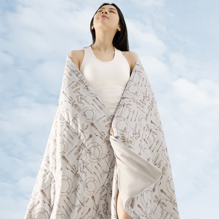 91家纺网 家纺一手货源 找家纺 金昱纺 2026春夏新款A类全棉双层纱棉花单夏被夏凉被空调被 中世纪-咖