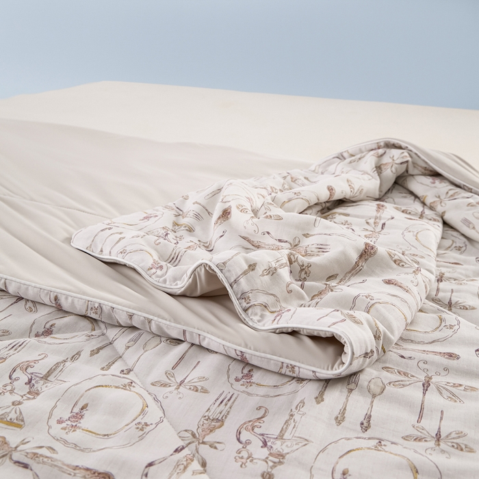 91家纺网 家纺一手货源 找家纺 金昱纺 2026春夏新款A类全棉双层纱棉花单夏被夏凉被空调被 中世纪-咖