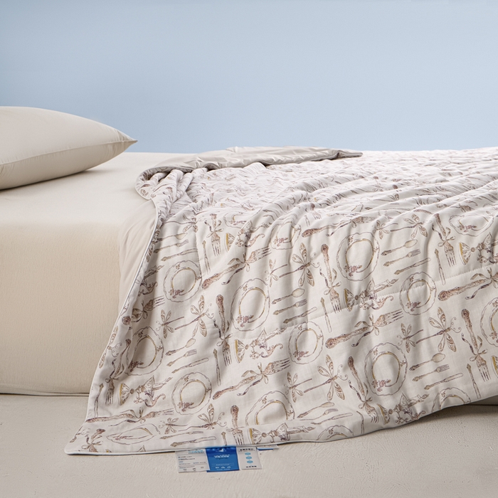 91家纺网 家纺一手货源 找家纺 金昱纺 2026春夏新款A类全棉双层纱棉花单夏被夏凉被空调被 中世纪-咖