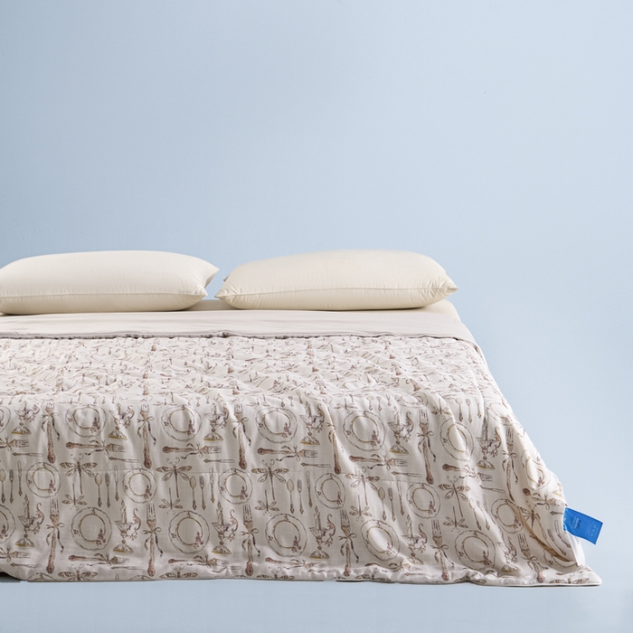 91家纺网 家纺一手货源 找家纺 金昱纺 2026春夏新款A类全棉双层纱棉花单夏被夏凉被空调被 中世纪-咖