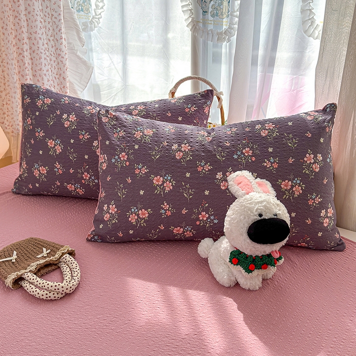 91家纺网 家纺一手货源 找家纺 竹合家纺 2026春夏新品高克重A类泡芙纱泡泡皱皱纱四件套花叙