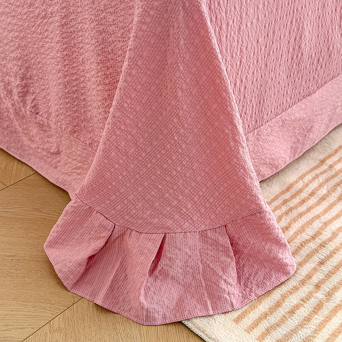 91家纺网 家纺一手货源 找家纺 竹合家纺 2026春夏新品高克重A类泡芙纱泡泡皱皱纱四件套花叙