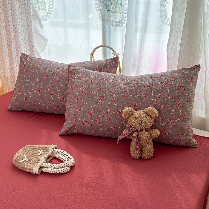 91家纺网 家纺一手货源 找家纺 竹合家纺 2026春夏新品高克重A类泡芙纱泡泡皱皱纱四件套花影里