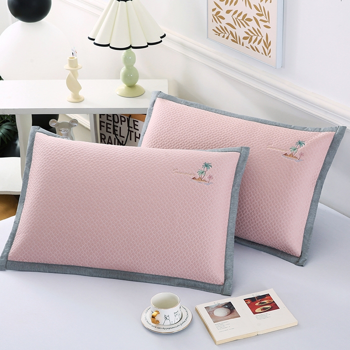 91家纺网 家纺一手货源 找家纺 小牛席业 2026新款海岛夏日冷感豆豆夏凉枕套 粉色