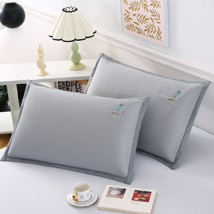 小牛席业 2026新款海岛夏日冷感豆豆夏凉枕套 灰色