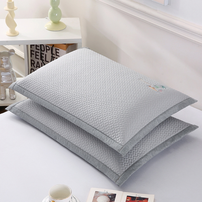 91家纺网 家纺一手货源 找家纺 小牛席业 2026新款海岛夏日冷感豆豆夏凉枕套 灰色