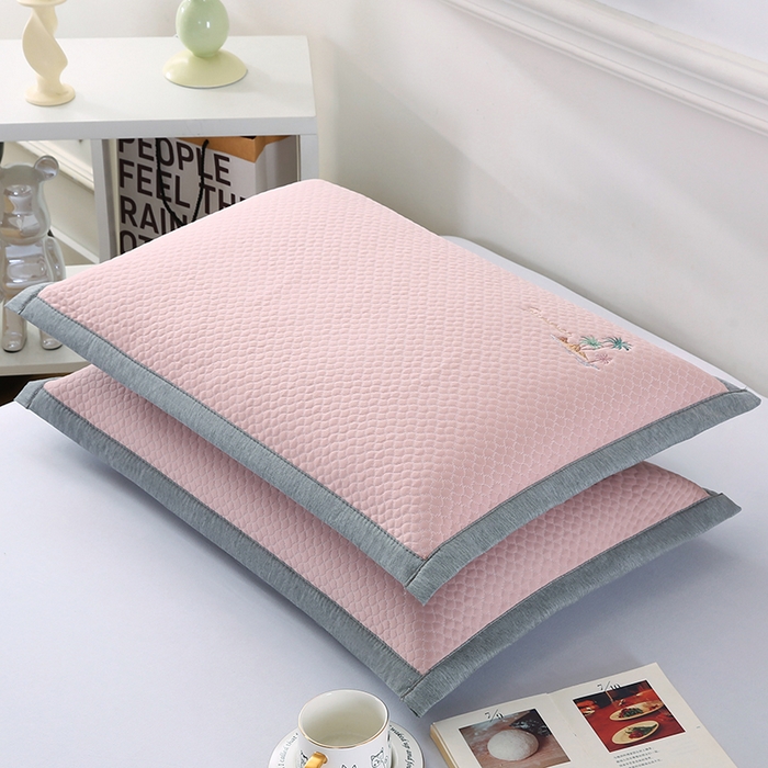 91家纺网 家纺一手货源 找家纺 小牛席业 2026新款海岛夏日冷感豆豆夏凉枕套 粉色