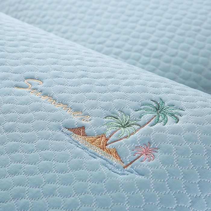 91家纺网 家纺一手货源 找家纺 小牛席业 2026新款海岛夏日冷感豆豆夏凉枕套 蓝色