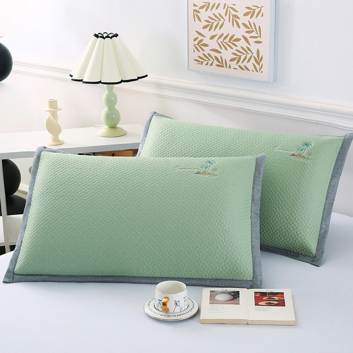 91家纺网 家纺一手货源 找家纺 小牛席业 2026新款海岛夏日冷感豆豆夏凉枕套 绿色