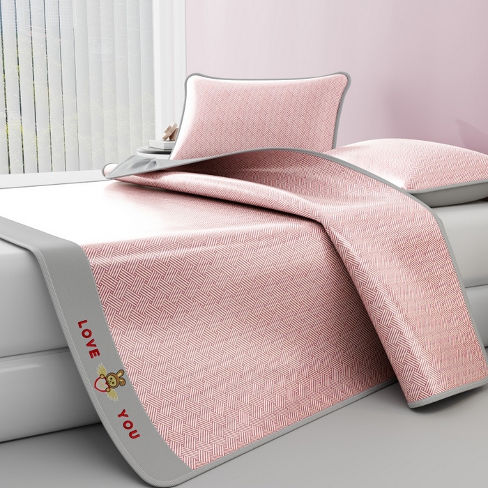 91家纺网 家纺一手货源 找家纺 福来临家纺 2026新款凉感冰丝席萌宠布布床笠款 萌宠布布-粉