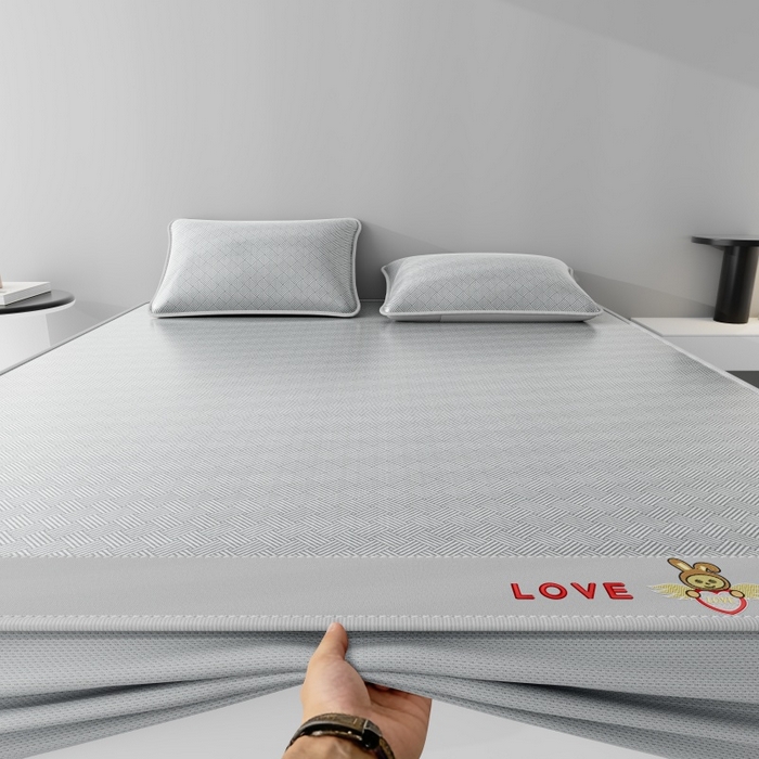 91家纺网 家纺一手货源 找家纺 福来临家纺 2026新款凉感冰丝席萌宠布布床笠款 萌宠布布-灰