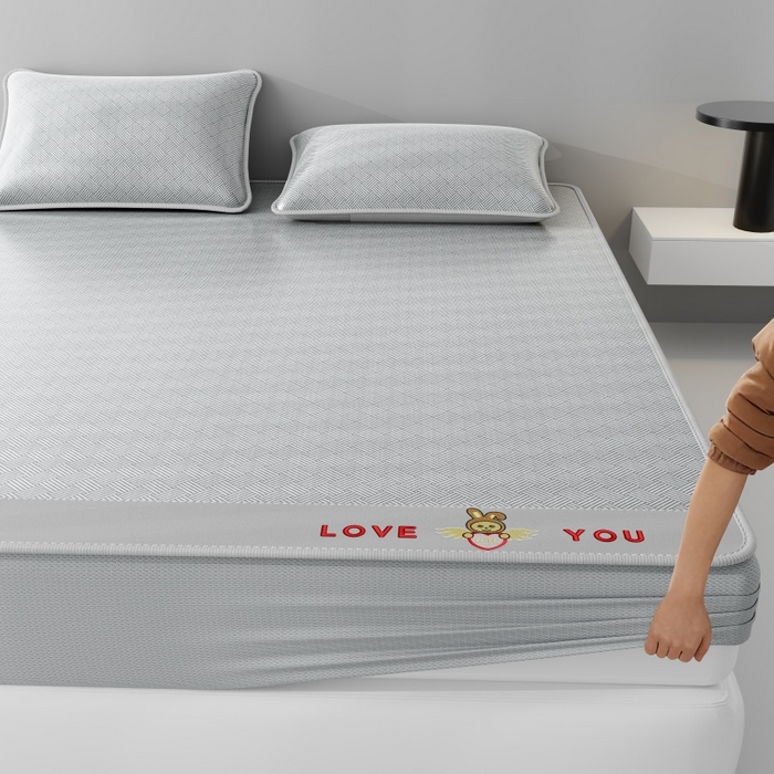 91家纺网 家纺一手货源 找家纺 福来临家纺 2026新款凉感冰丝席萌宠布布床笠款 萌宠布布-灰