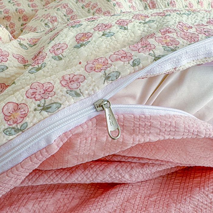 91家纺网 家纺一手货源 找家纺 竹合家纺 2026春夏新品高克重A类泡芙纱泡泡皱皱纱四件套春日小花