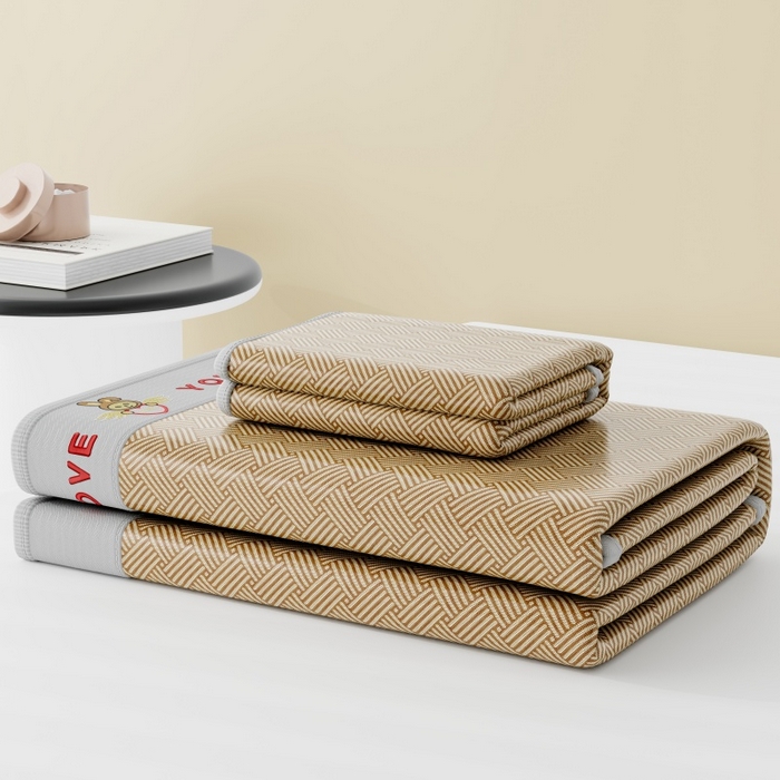 91家纺网 家纺一手货源 找家纺 福来临家纺 2026新款凉感冰丝席萌宠布布床笠款 萌宠布布-咖