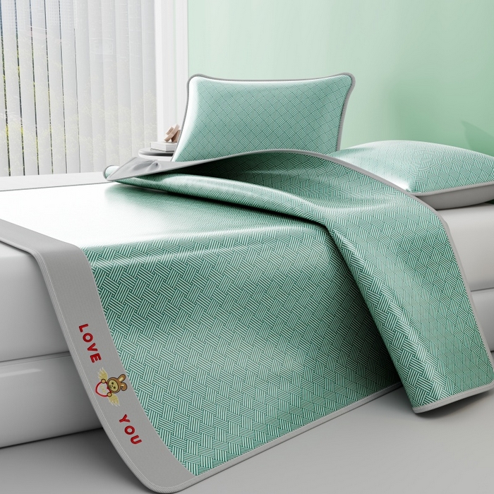 91家纺网 家纺一手货源 找家纺 福来临家纺 2026新款凉感冰丝席萌宠布布床笠款 萌宠布布-绿