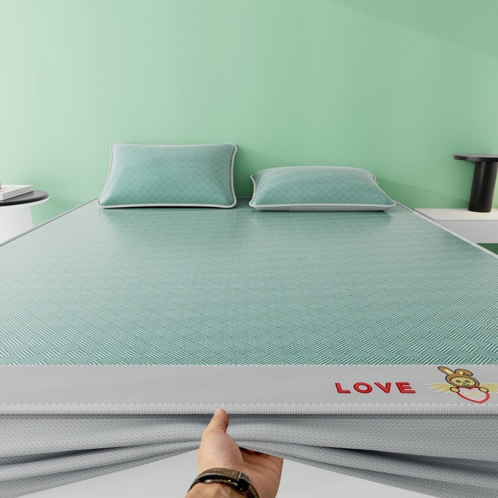 91家纺网 家纺一手货源 找家纺 福来临家纺 2026新款凉感冰丝席萌宠布布床笠款 萌宠布布-绿