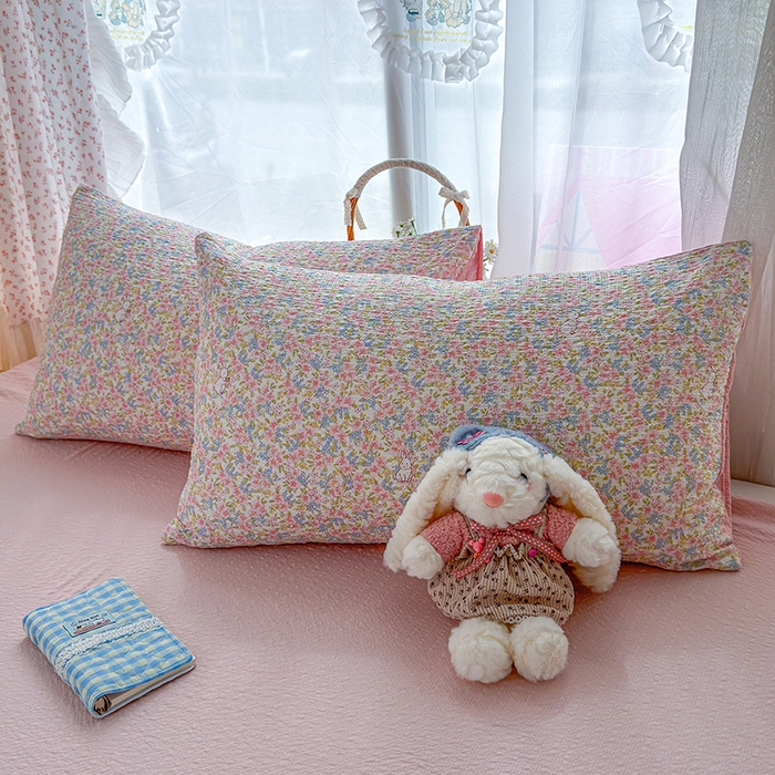 91家纺网 家纺一手货源 找家纺 竹合家纺 2026春夏新品高克重A类泡芙纱泡泡皱皱纱四件套花间兔