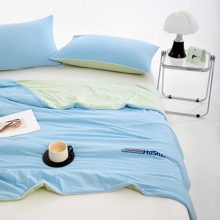 91家纺网 家纺一手货源 找家纺 VIP被业 2026新款0负担防蚊透气深睡被凉感丝网红直播小红书大豆冰丝夏凉被空调夏被 海湾蓝