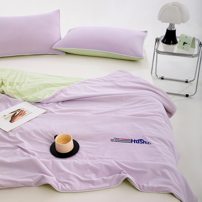 91家纺网 家纺一手货源 找家纺 VIP被业 2026新款0负担防蚊透气深睡被凉感丝网红直播小红书大豆冰丝夏凉被空调夏被 霞光紫