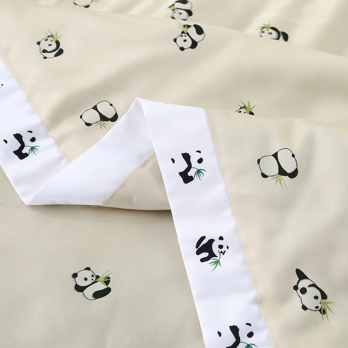 91家纺网 家纺一手货源 找家纺 薇玛仕 2026小熊猫系列-60支精梳长绒棉双拼角宽边双A类母婴级儿童蚕丝夏凉被空调被 小熊猫-金