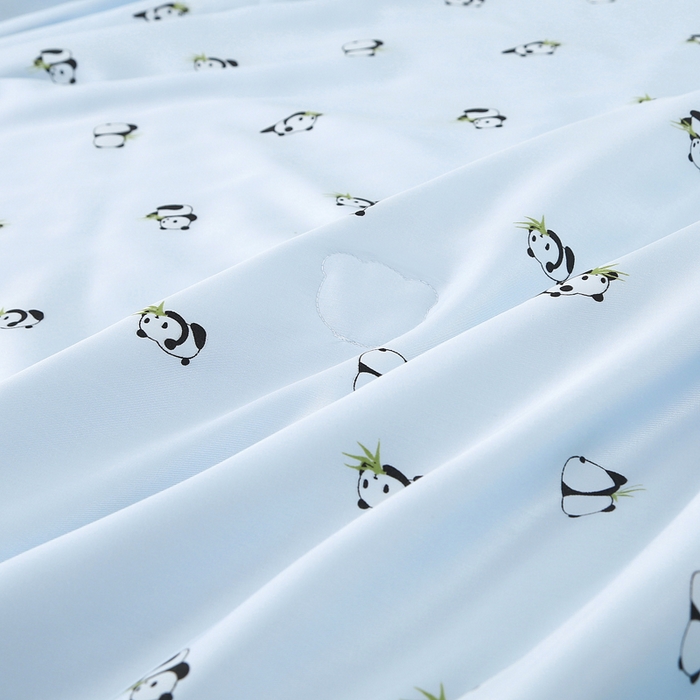 91家纺网 家纺一手货源 找家纺 薇玛仕 2026小熊猫系列-60支精梳长绒棉双拼角宽边双A类母婴级儿童蚕丝夏凉被空调被 小熊猫-兰