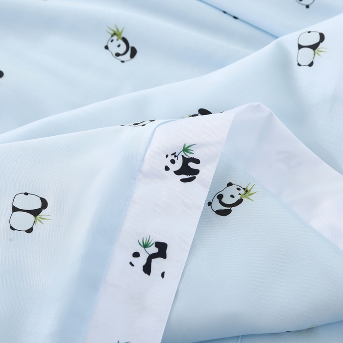 91家纺网 家纺一手货源 找家纺 薇玛仕 2026小熊猫系列-60支精梳长绒棉双拼角宽边双A类母婴级儿童蚕丝夏凉被空调被 小熊猫-兰