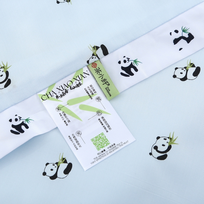 91家纺网 家纺一手货源 找家纺 薇玛仕 2026小熊猫系列-60支精梳长绒棉双拼角宽边双A类母婴级儿童蚕丝夏凉被空调被 小熊猫-兰