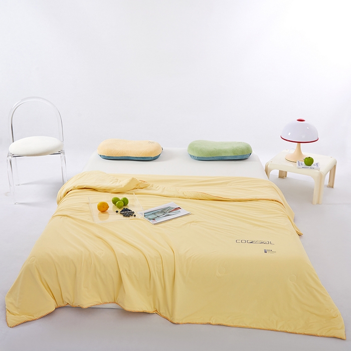 91家纺网 家纺一手货源 找家纺 VIP被业 2026新款云母凉感丝A类夏被夏凉被空调被 黄色