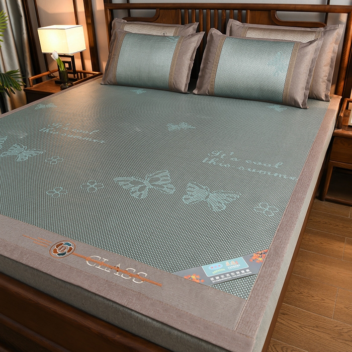 91家纺网 家纺一手货源 找家纺 苏迪网销供货 藤席-凉席 -2026新款凉席冰藤席冰丝席凉感空调席艾草藤席-冰藤席 高端冰藤席  蝶恋 浅绿