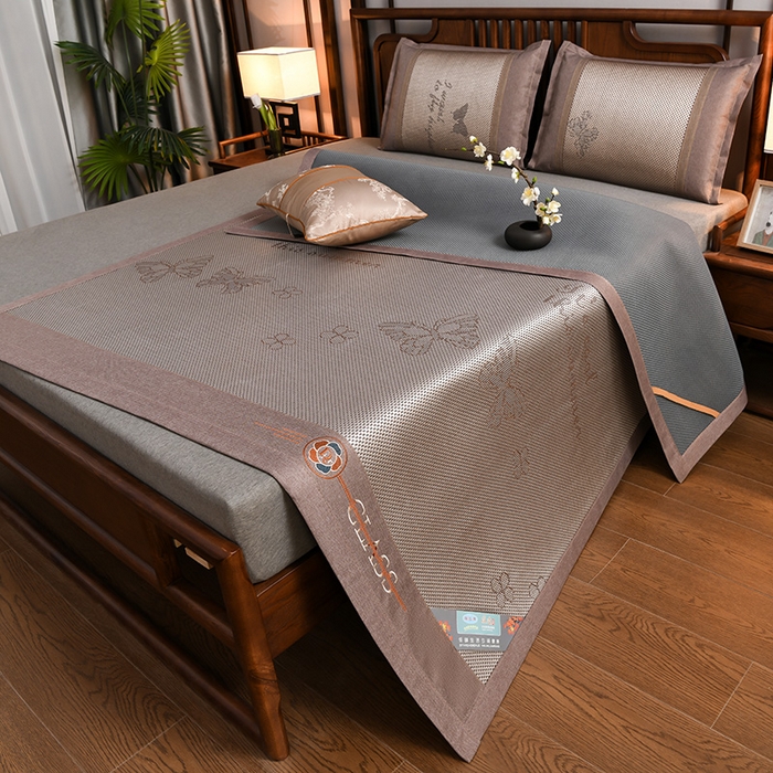 91家纺网 家纺一手货源 找家纺 苏迪网销供货 藤席-凉席 -2026新款凉席冰藤席冰丝席凉感空调席艾草藤席-冰藤席 高端冰藤席  蝶恋 银灰