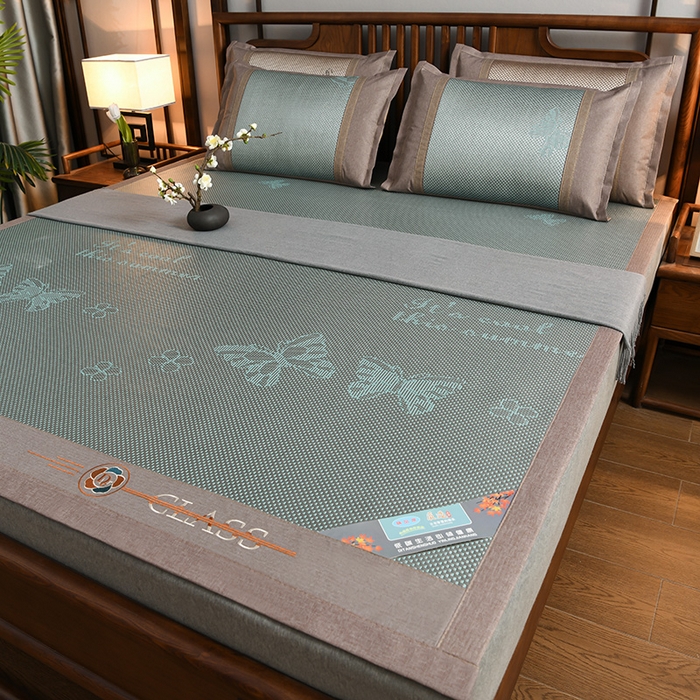 苏迪网销供货 藤席-凉席 -2026新款凉席冰藤席冰丝席凉感空调席艾草藤席-冰藤席 高端冰藤席  蝶恋 浅绿