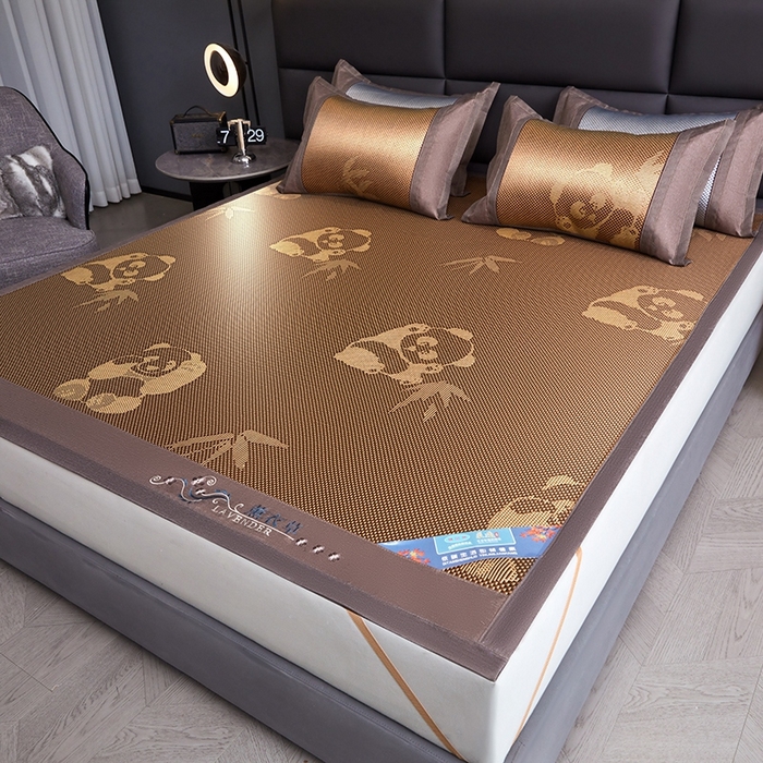 91家纺网 家纺一手货源 找家纺 苏迪网销供货 藤席-凉席 -2026新款凉席冰藤席冰丝席凉感空调席艾草藤席-冰藤席 冰藤熊猫-金色