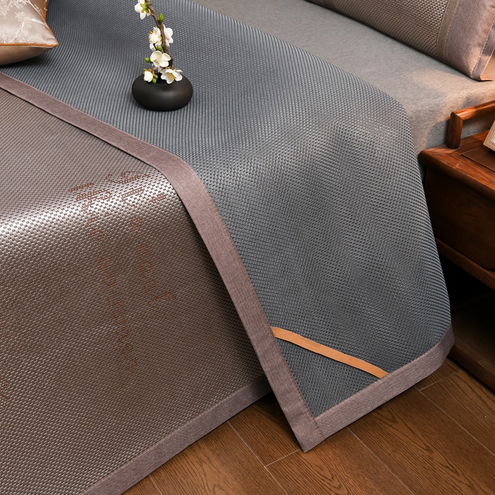 91家纺网 家纺一手货源 找家纺 苏迪网销供货 藤席-凉席 -2026新款凉席冰藤席冰丝席凉感空调席艾草藤席-冰藤席 高端冰藤席  蝶恋 银灰