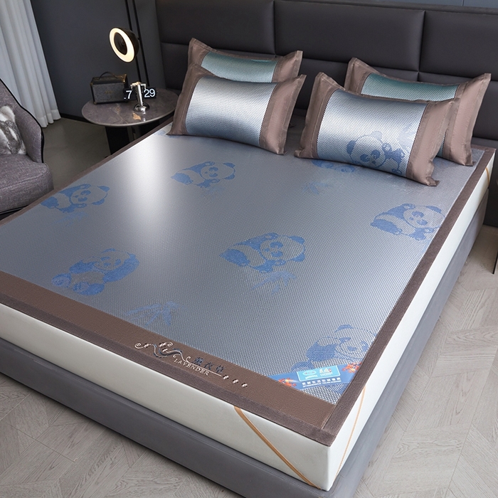 91家纺网 家纺一手货源 找家纺 苏迪网销供货 藤席-凉席 -2026新款凉席冰藤席冰丝席凉感空调席艾草藤席-冰藤席 冰藤熊猫-蓝色