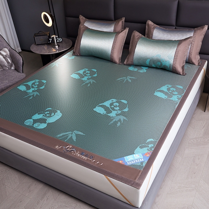 91家纺网 家纺一手货源 找家纺 苏迪网销供货 藤席-凉席 -2026新款凉席冰藤席冰丝席凉感空调席艾草藤席-冰藤席 冰藤熊猫-绿色