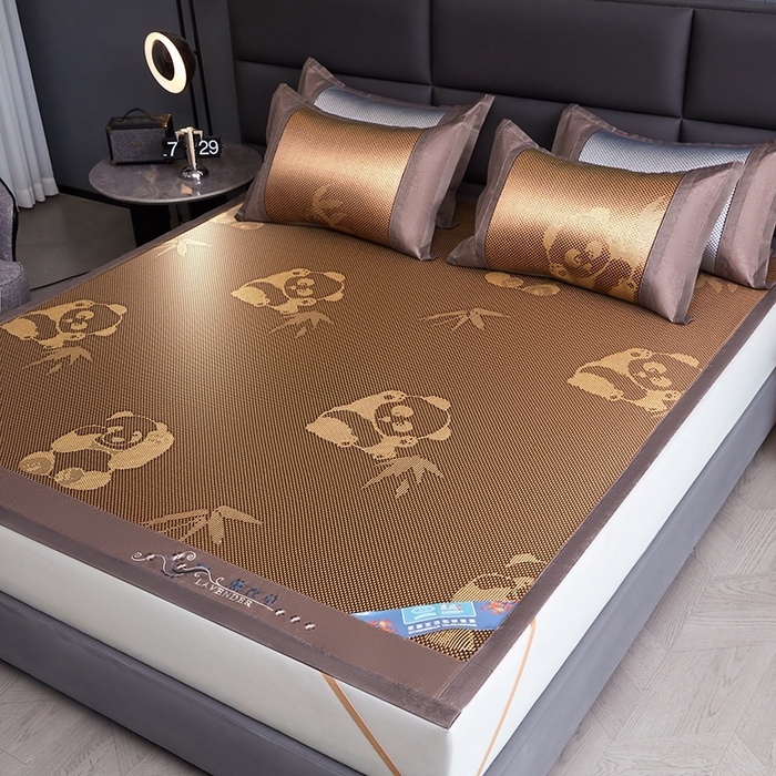 91家纺网 家纺一手货源 找家纺 苏迪网销供货 藤席-凉席 -2026新款凉席冰藤席冰丝席凉感空调席艾草藤席-冰藤席 冰藤熊猫-金色