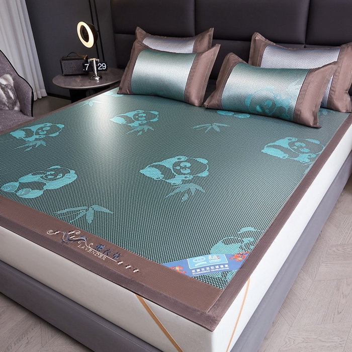 91家纺网 家纺一手货源 找家纺 苏迪网销供货 藤席-凉席 -2026新款凉席冰藤席冰丝席凉感空调席艾草藤席-冰藤席 冰藤熊猫-绿色